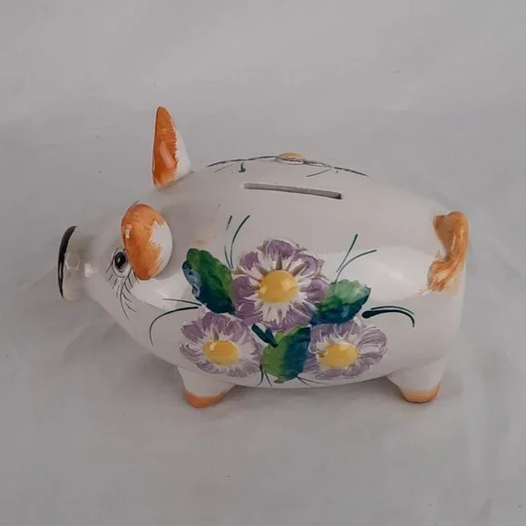 Vintage Hand painted Italian Piggy Bank - 7" long - Picture 2 of 8